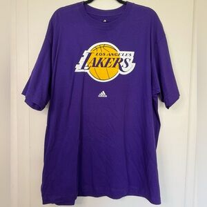 Los Angeles Lakers Shirt XL Purple Adidas Short Sleeve NBA Tee Mens Basketball